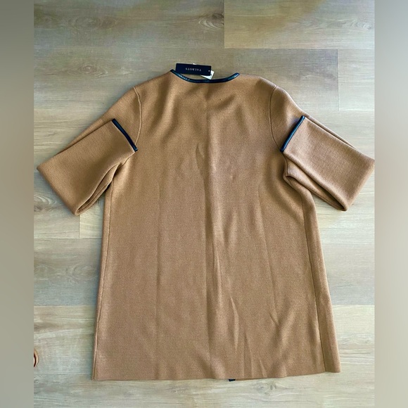 🎁 NWT Talbots Merino Wool Faux Leather Trim Cardigan Jacket Camel Brown Women 1X - Picture 4 of 9